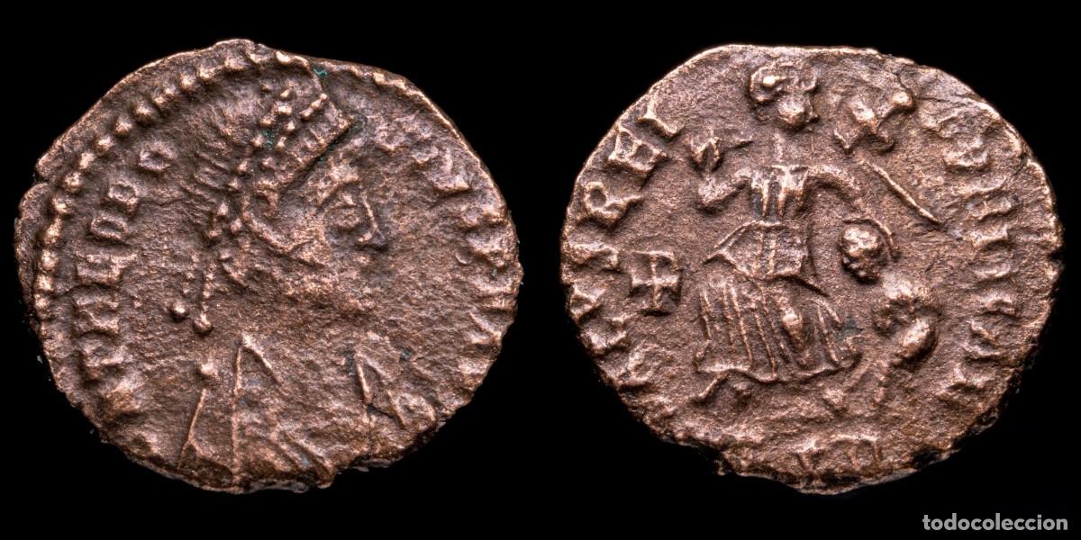 Monedas Imperio romano: Theodosius I - SALVS REIPVBLICAE, Antiochia - 13 mm / 1,10 gr.