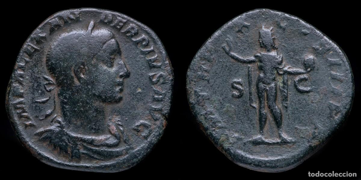 Monedas Imperio romano: Severus Alexander Sestertius - P M TR P X COS III PP SC - 30 mm / 18,09 gr.
