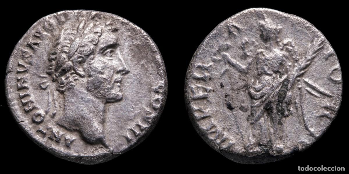 Monedas Imperio romano: Antoninus Pius Denarius - IMPERATOR II - 16 mm / 3,44 gr.