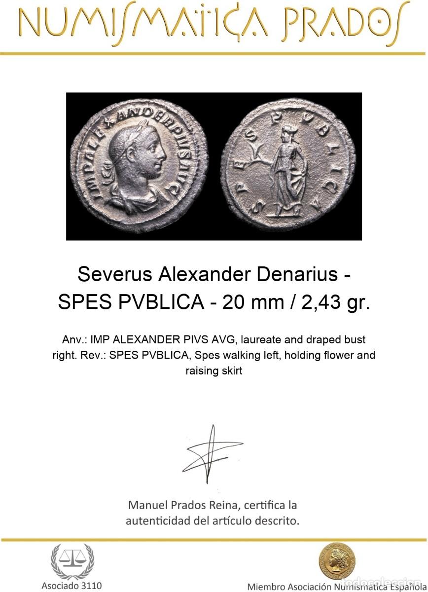Monedas Imperio romano: Severus Alexander Denarius - SPES PVBLICA - 20 mm / 2,43 gr. - Foto 2