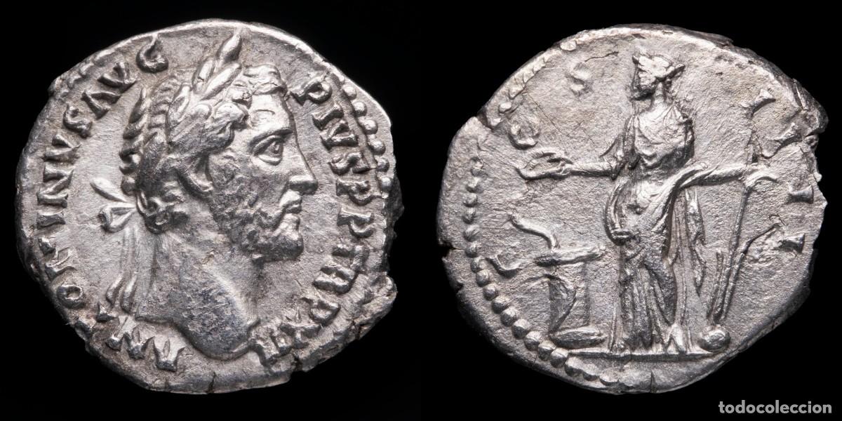 Monedas Imperio romano: Antoninus Pius Denarius - COS IIII - 18 mm / 2,78 gr.