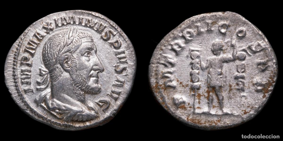 Monedas Imperio romano: Maximinus I Thrax Denarius - P M TR P II COS PP - 20 mm / 2,34 gr.