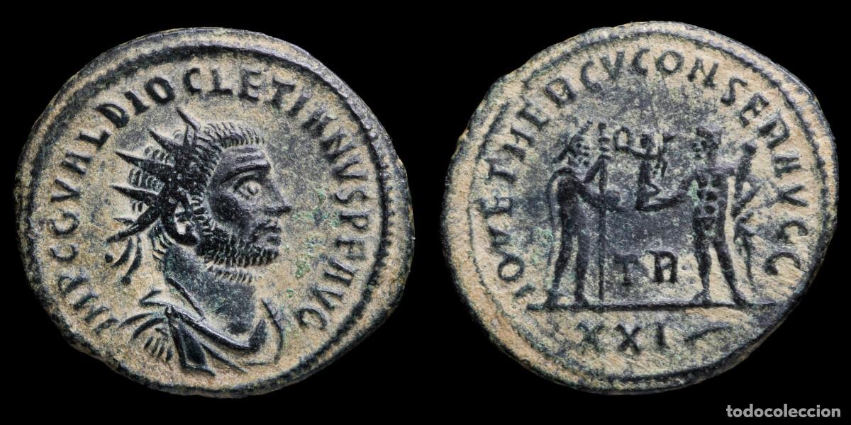 Monedas Imperio romano: Diocletian Antoninianus - IOVI CONSERVATORI AVGG, Tripolis - 22 mm / 4,23 gr.