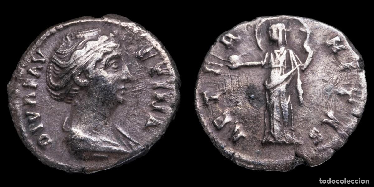 Monedas Imperio romano: Diva Faustina I Denarius - AETERNITAS - 18 mm / 3,53 gr.