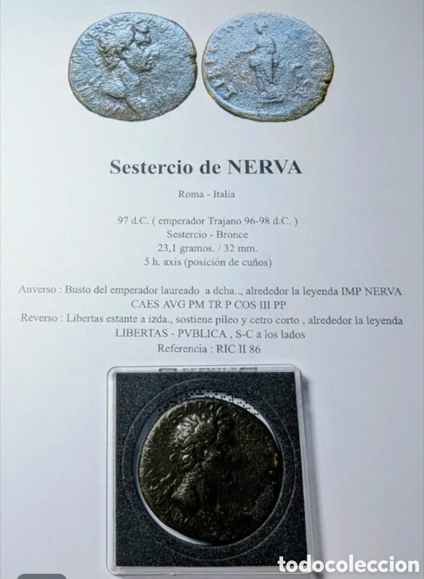 Monedas Imperio romano: Sestercio Nerva 97 d.C. - Foto 9