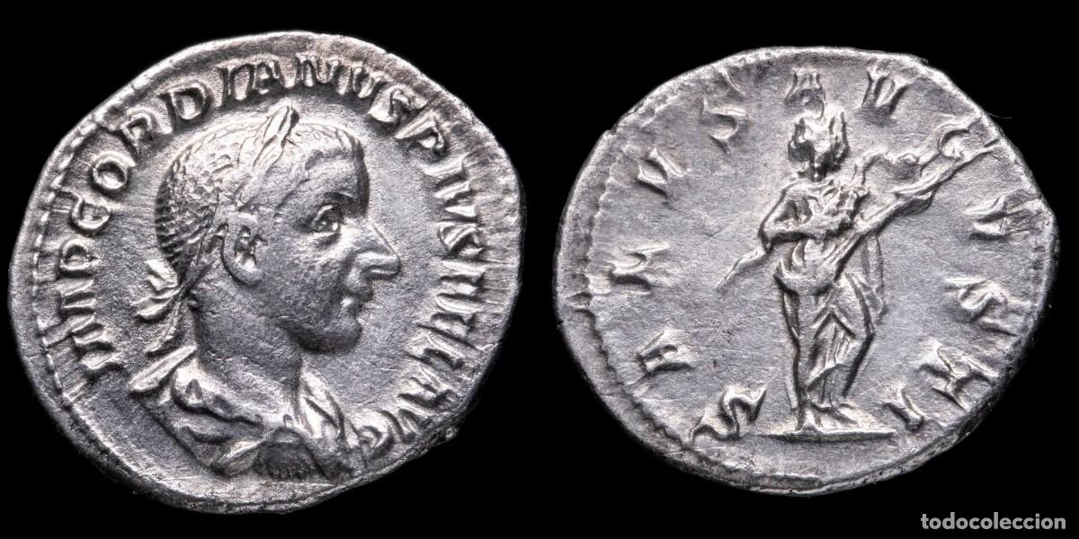 Monedas Imperio romano: Gordian III Denarius - SALVS AVGVSTI - 20 mm / 3,26 gr.