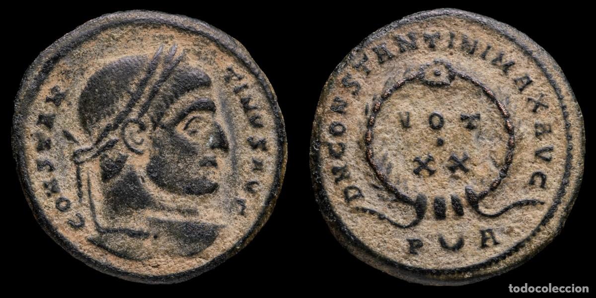 Monedas Imperio romano: Constantius I Follis - DN CONSTANTINI MAX AVG VOT XX, Arles - 18 mm / 3,10 gr.