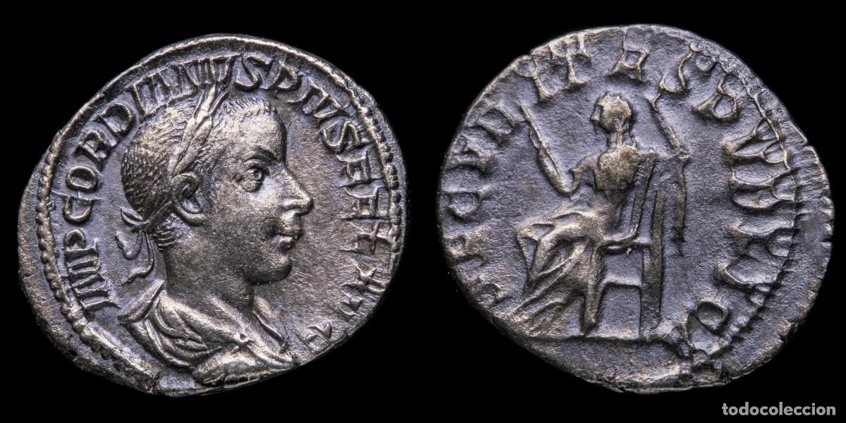 M&uuml;nzen R&ouml;misches Reich: Gordian III Denarius - SECVRITAS PVBLICA - 20 mm / 2,98 gr.