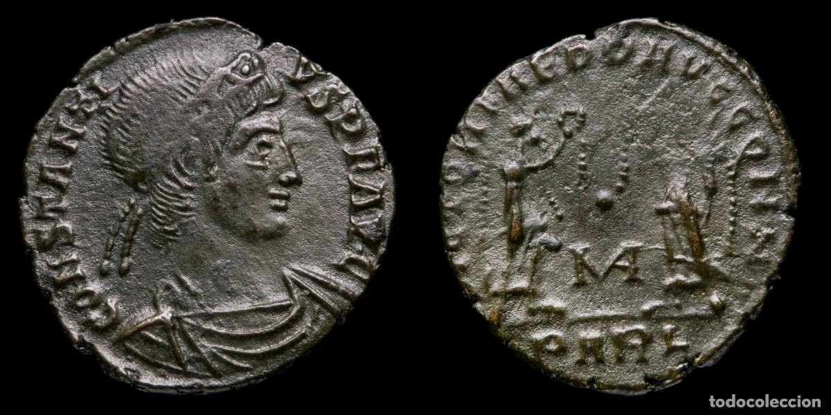 M&uuml;nzen R&ouml;misches Reich: Constantius II Nummus - VICTORIAE DD AVGGQ NN, Arles - 14 mm / 1,21 gr.