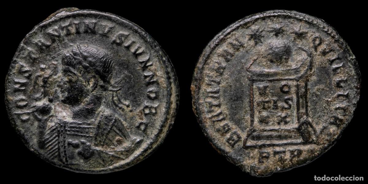 M&uuml;nzen R&ouml;misches Reich: Constantine II Follis - BEATA TRANQVILLITAS VOTIS XX, Trier - 19 mm / 2,65 gr.