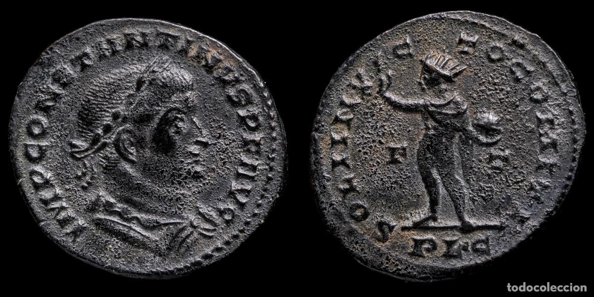 M&uuml;nzen R&ouml;misches Reich: Constantine I Follis - SOLI INVICTO COMITI, Lugdunum - 24 mm / 3,95 gr.
