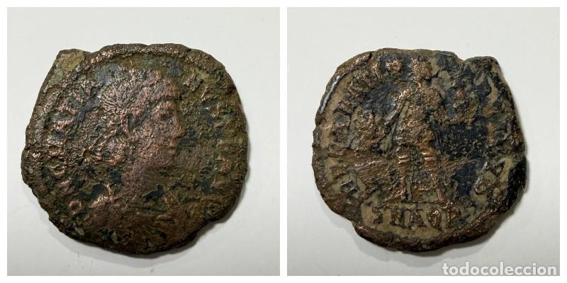 Moedas Imp&eacute;rio Romano: MONEDA. MAIORINA DE GRACIANO TIPO REPARATIO REI PVB CECA DE AQUILEA. 1&ordf; OFICINA.
