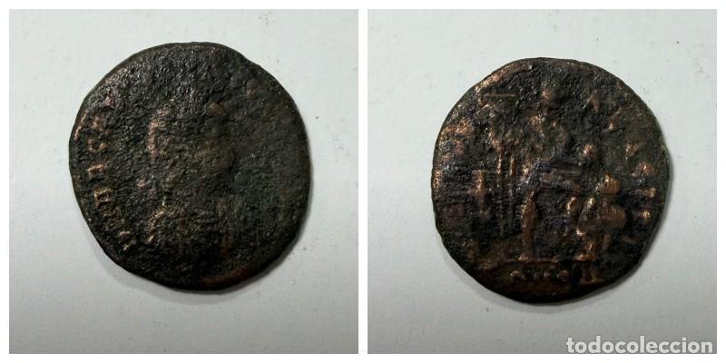 Monedas Imperio romano: MONEDA. MAIORINA DE ARCADIO TIPO VIRTUS EXERCITI CECA DE CONSTANTINOPLA. 1&ordf; OFICINA.