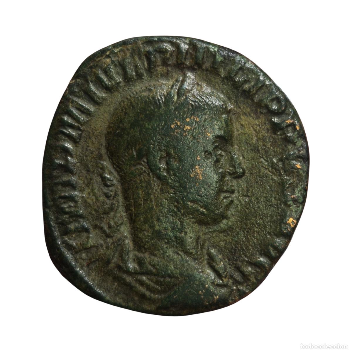 Monedas Imperio romano: NT/ SESTERCIO FILIPO II SENTADO CON SU PADRE (A1953)