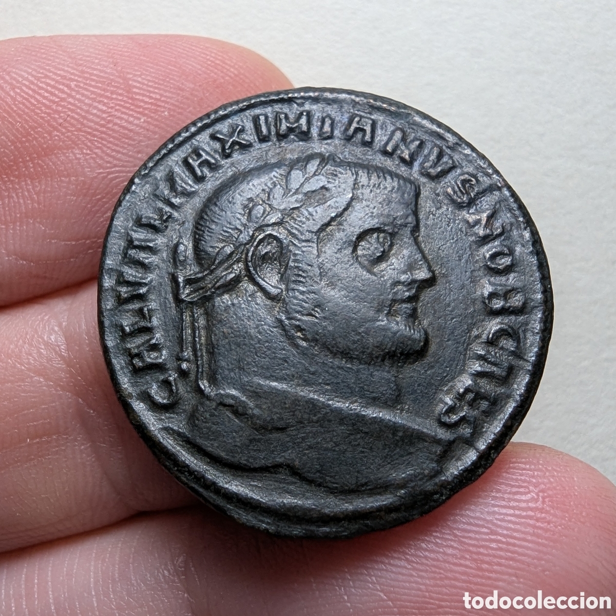 Monedas Imperio romano: Follis Galerio 303-303 dC Tesal&oacute;nica &rdquo;m&oacute;dulo grande&rdquo;