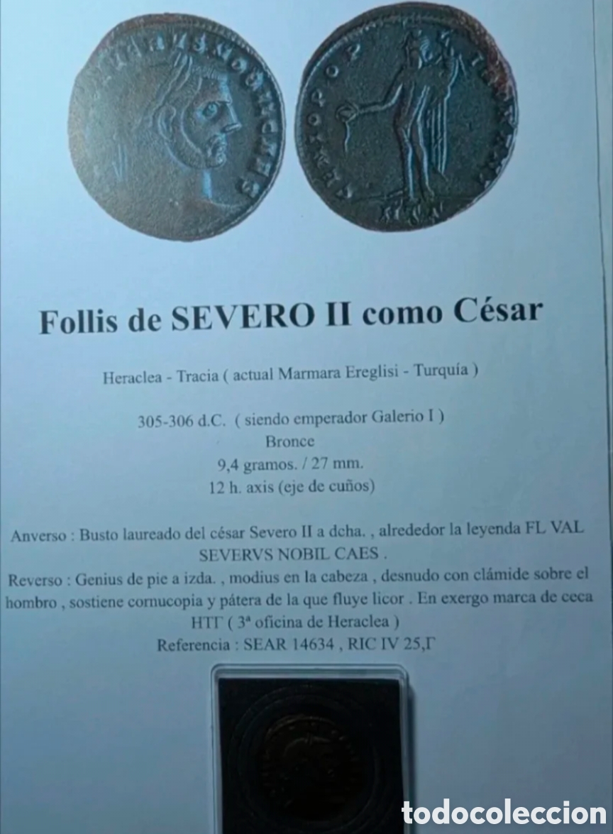 Monedas Imperio romano: Follis Severo II 305-306 dC Heraclea &rdquo;m&oacute;dulo grande&rdquo; - Foto 9