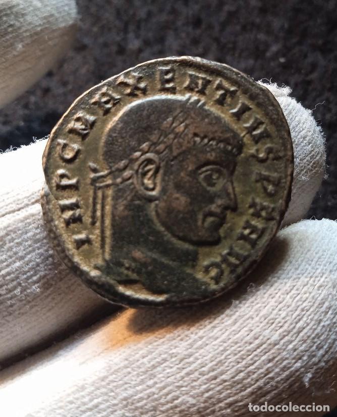 Monete Impero Romano: Bonito follis de Maxentius , bonita patina, 27 mm
