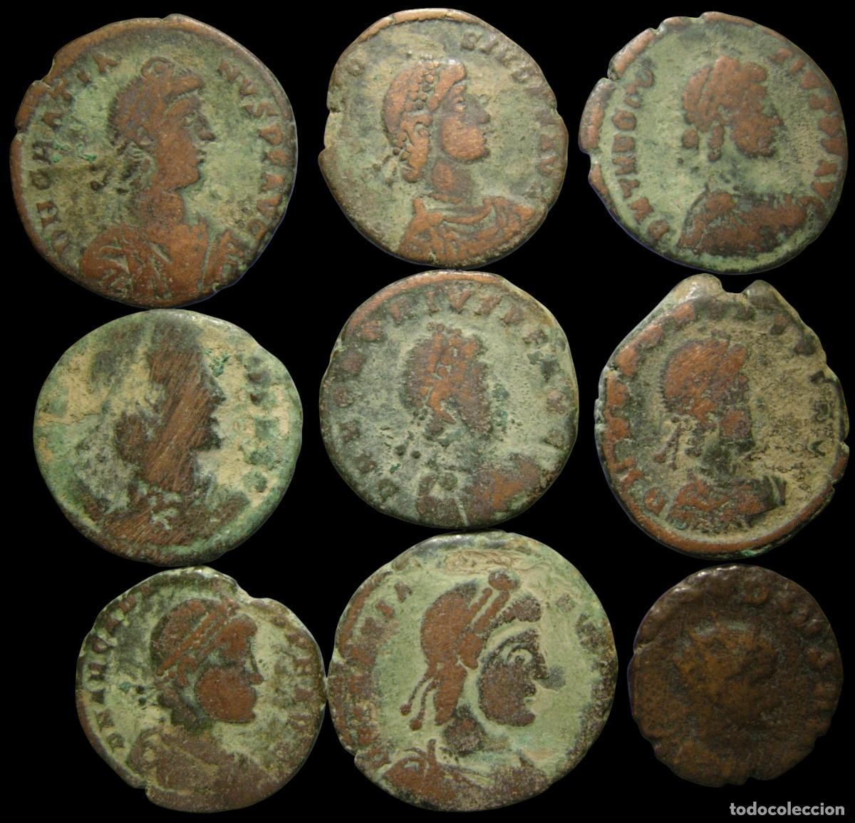 Monedas Imperio romano: Lote de 9 monedas romanas del Imperio Tard&iacute;o (4) - Foto 1