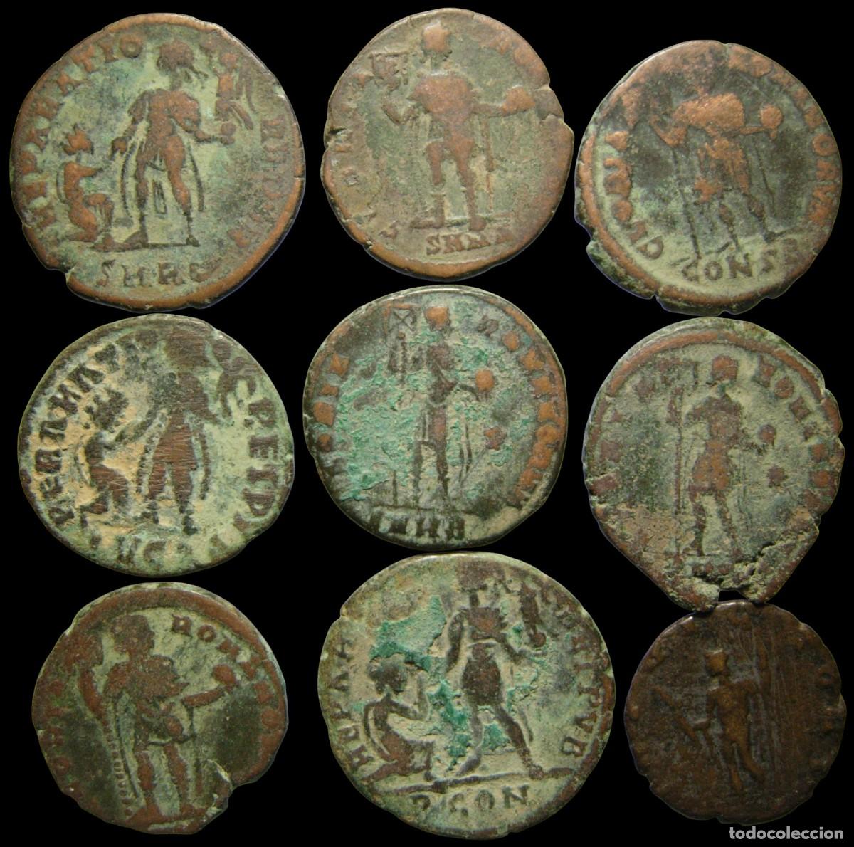 Monedas Imperio romano: Lote de 9 monedas romanas del Imperio Tard&iacute;o (4) - Foto 2