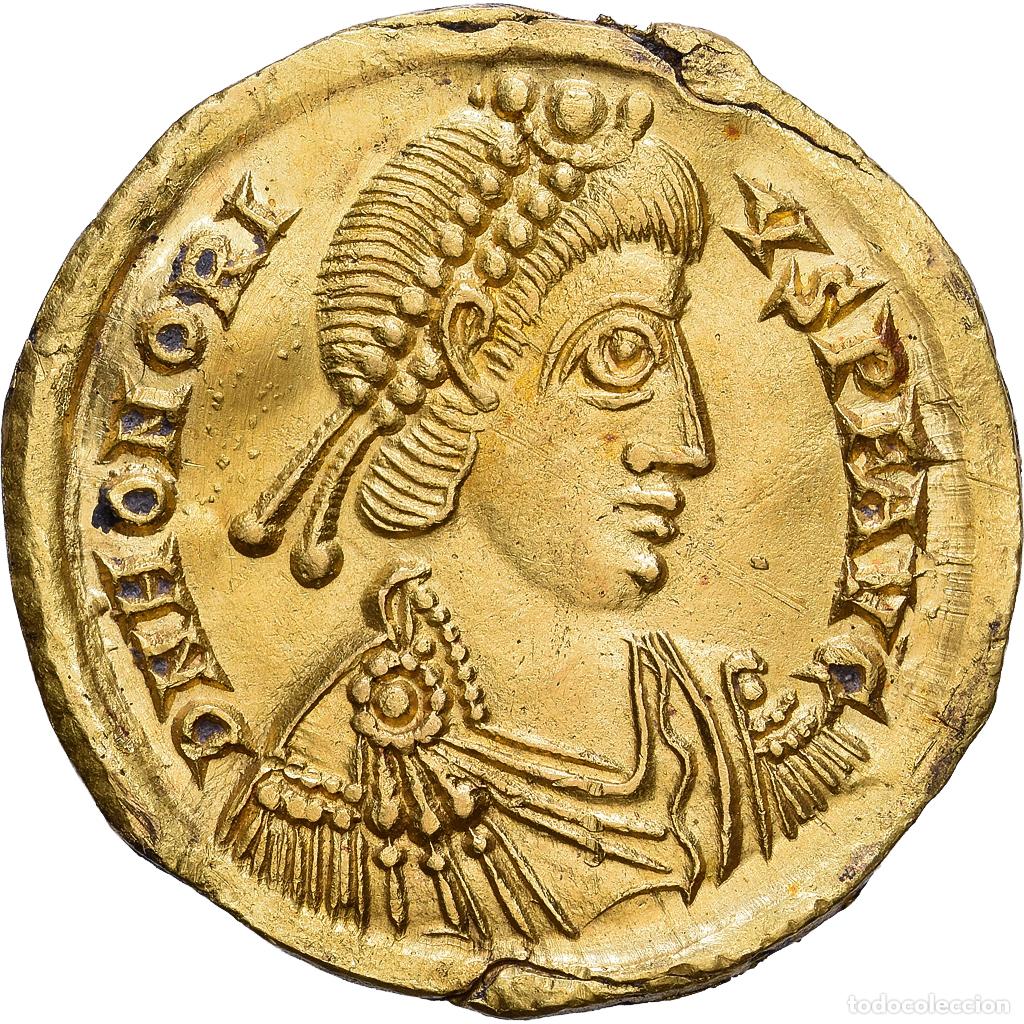 Monedas Imperio romano: [#1548125] Roman Empire, Honorius, Solidus, 408-423, Ravenna, Oro, MBC+, RIC:1321