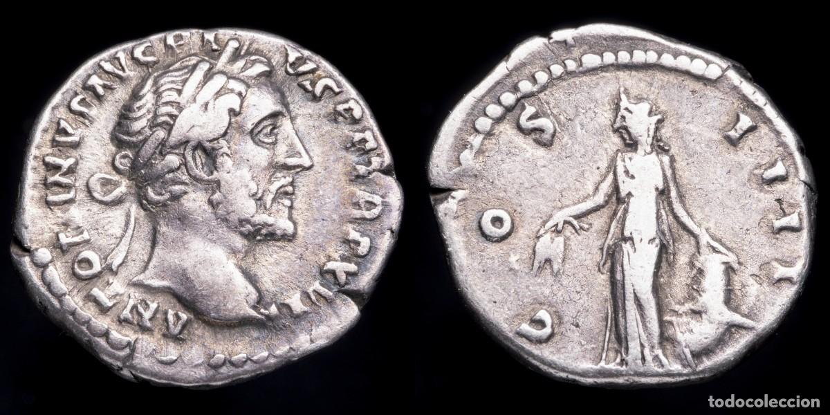 Monedas Imperio romano: Antoninus Pius Denarius - COS IIII - 17 mm / 3,21 gr.