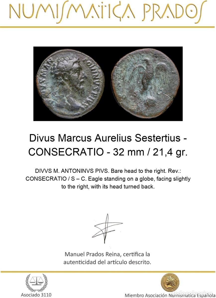 Monedas Imperio romano: Divus Marcus Aurelius Sestertius - CONSECRATIO - 32 mm / 21,4 gr. - Foto 2