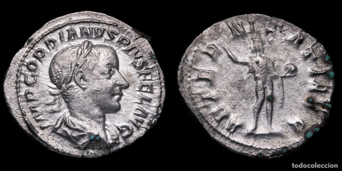 Monedas Imperio romano: Gordian III Denarius - AETERNITATI AVG - 15 mm / 2,92 gr.