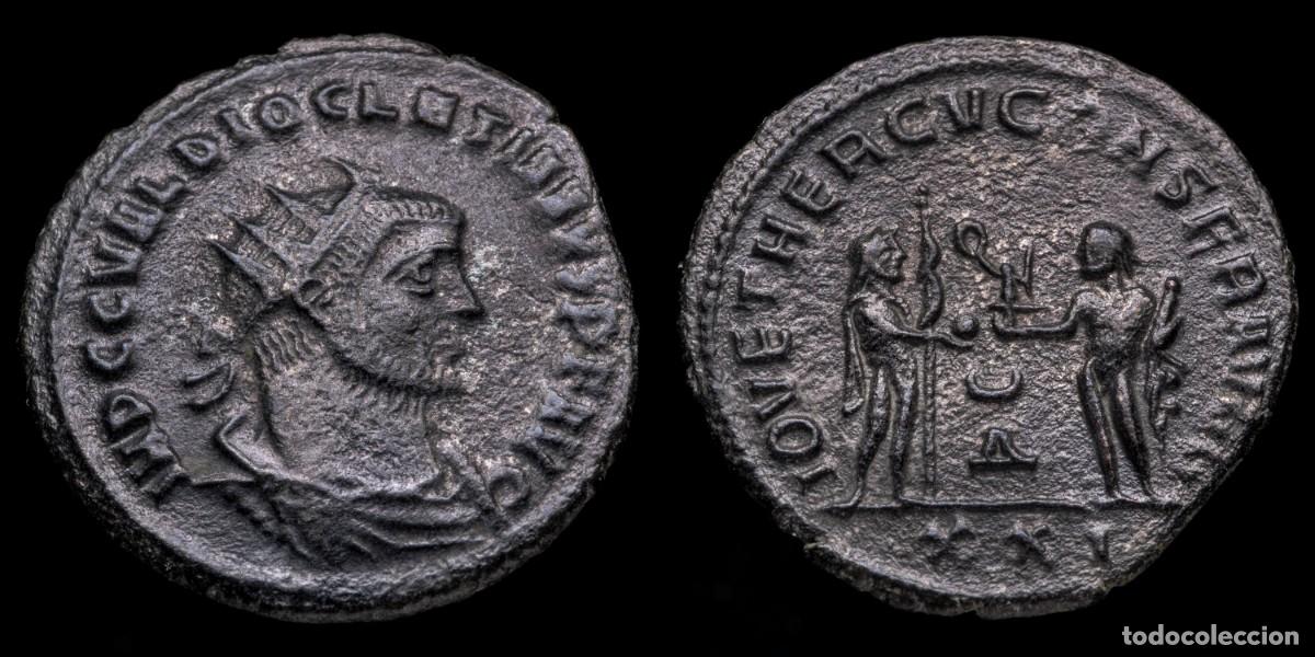 Monedas Imperio romano: Diocletian Follis - IOV ET HERCV CONSER AVGG, Antiochia - 21 mm / 3,05 gr.