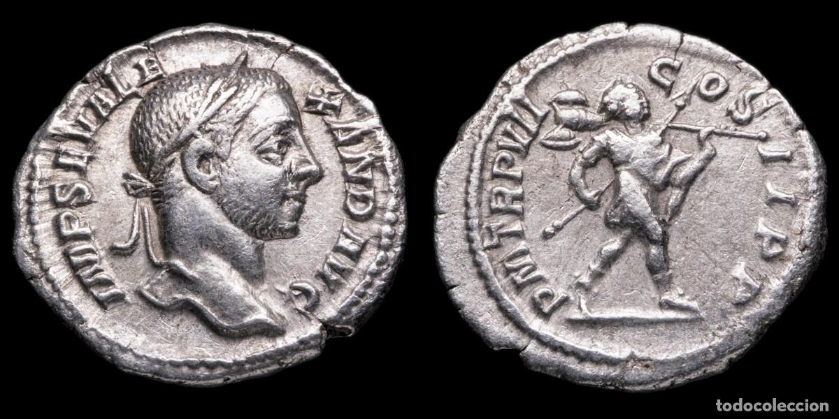 Monedas Imperio romano: Severus Alexander Denarius - P M TR P VII COS II P P - 20 mm / 2,88 gr.