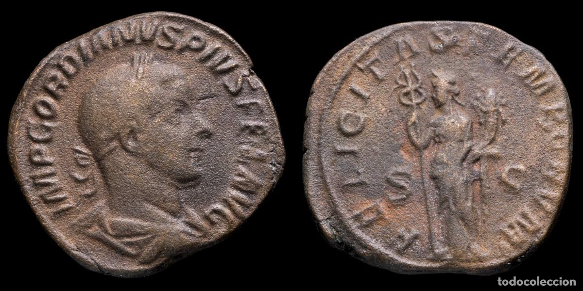 Monedas Imperio romano: Gordian III Sestertius - FELICITAS TEMPORVM SC - 30 mm / 21,21 gr.