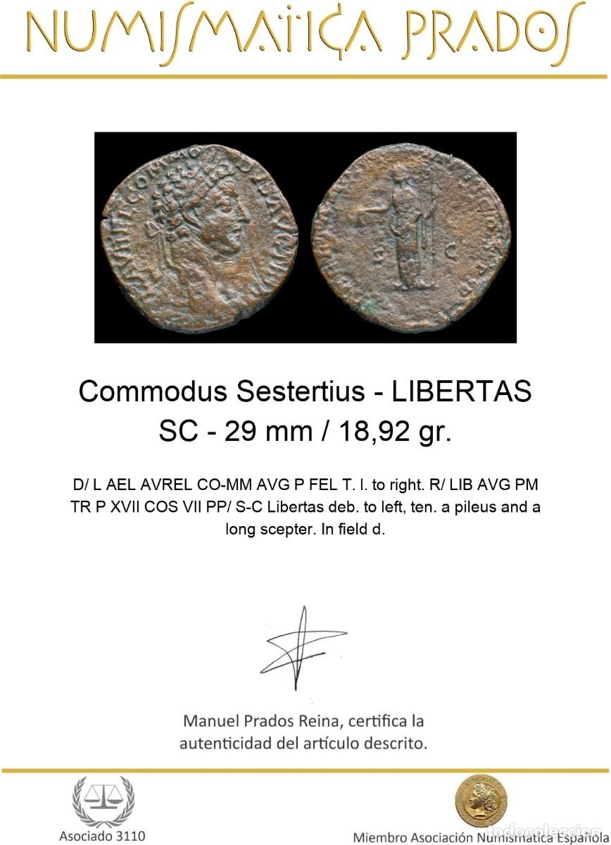 Monedas Imperio romano: Commodus Sestertius - LIBERTAS SC - 29 mm / 18,92 gr. - Foto 2