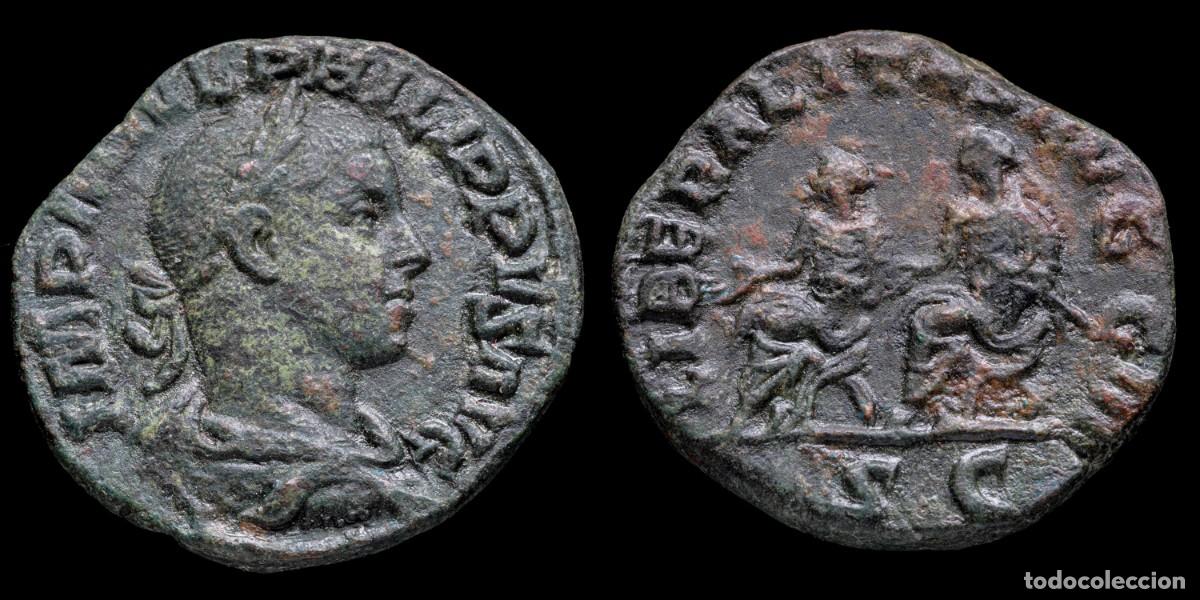 Monedas Imperio romano: Philip II Sestertius - LIBERALITAS AVGG III - 28 mm / 17,77 gr.