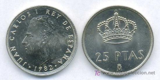 Monedas Juan Carlos I: 25 Pesetas 1982  S/C de CARTUCHO