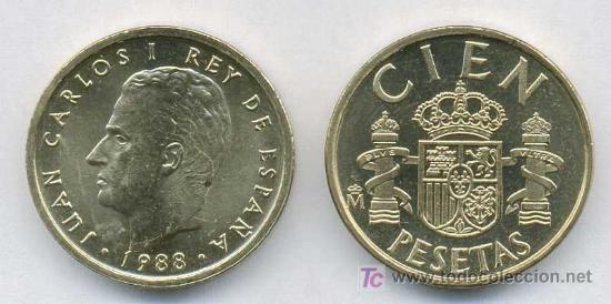 Monedas Juan Carlos I: Pareja 100 Pesetas 1988  S/C de CARTUCHO