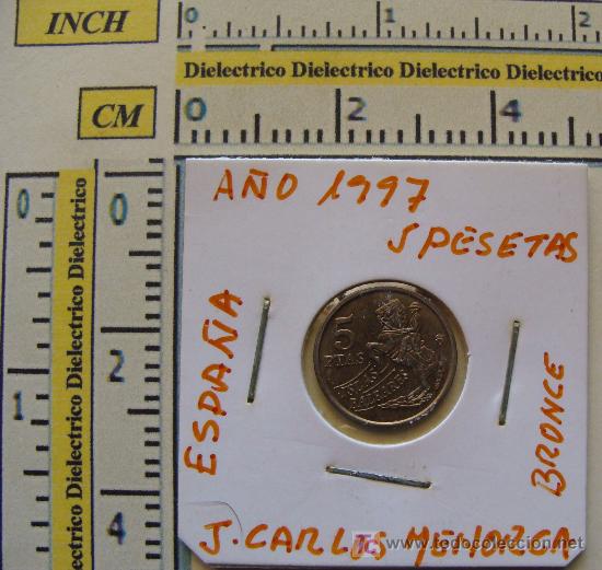 Monedas Juan Carlos I: MONEDA ESPAÑOLA. 5 PESETAS DE 1997. JUAN CARLOS I. ISLAS BALEARES. TORRELLEFUDA. PRECINTADA.