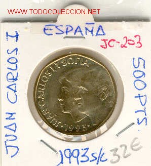 Monedas Juan Carlos I: 500 PTS 1993 S/C