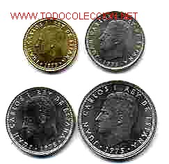 Monedas Juan Carlos I: COLECCION DE MONEDAS DEL A&Ntilde;O 1975-78 SIN CIRCULAR. FDC , COMPLETA .