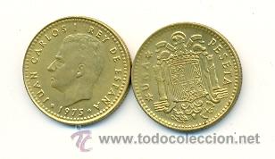 Monedas Juan Carlos I: 3-00175-77+. 1 peseta 1975 estrella 1977. MBC