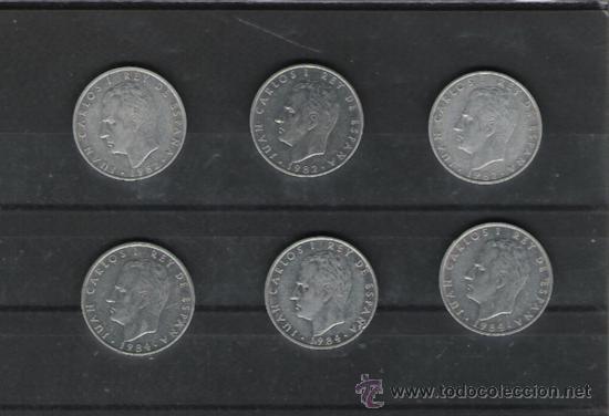 Moedas Juan Carlos I: LOTE DE 6 MONEDAS DE 2 PESETAS  1982 Y 1984 LAS DE LA FOTOS