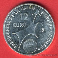 Monedas Juan Carlos I: MONEDA DE 12 EUROS PLATA, ESPAÑA, 2002 , PRESIDENCIA UNION EUROPEA , ORIGINAL CON FUNDA. Lote 314030108