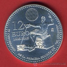 Monedas Juan Carlos I: MONEDA DE 12 EUROS PLATA, ESPAÑA, 2005 , CENTENARIO DEL QUIJOTE , ORIGINAL CON FUNDA. Lote 314030288