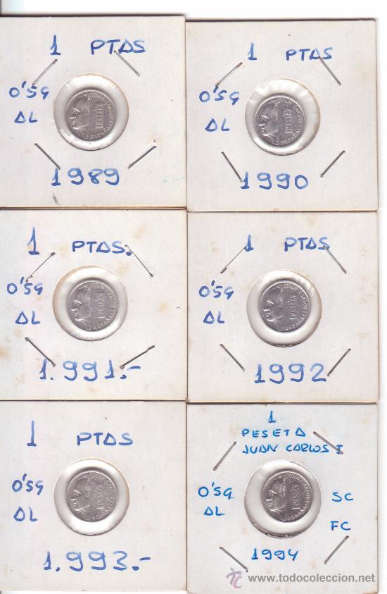 Monedas Juan Carlos I: 6 monedas de 1 pesetas en estado de conservaci&oacute;n  SC