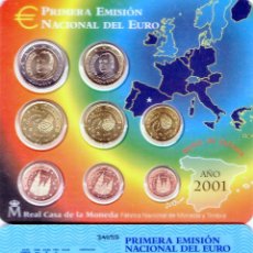Monedas Juan Carlos I: CARTERA OFICIAL FNMT ESPAÑA EURO 2001 - 8 VALORES. Lote 339551348