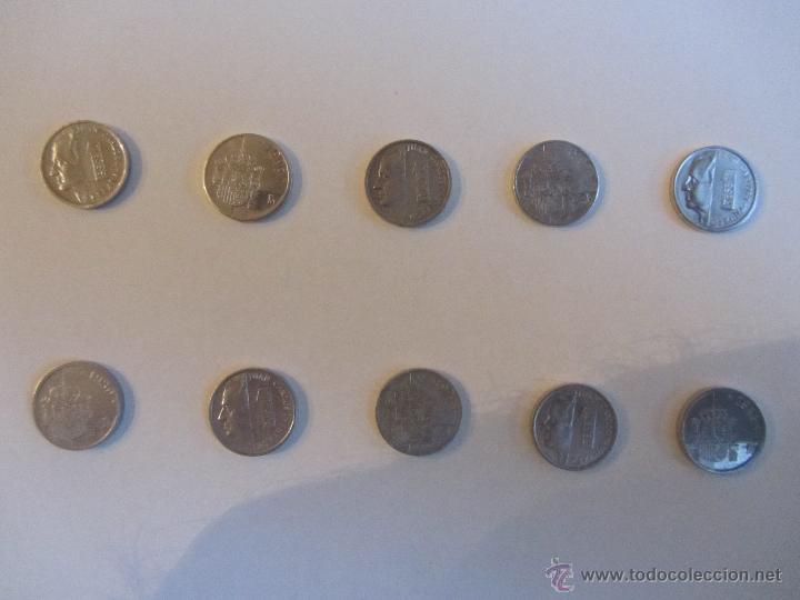 Moedas Juan Carlos I: Lote 10 monedas de 1 peseta. Una peseta. A&ntilde;os 80-90 Juan Carlos I.