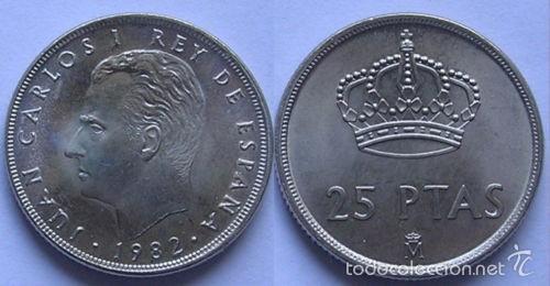 Moedas Juan Carlos I: 25 pesetas 1982 SC