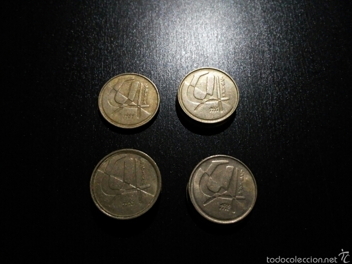 Moedas Juan Carlos I: 5 pesetas (1989,1991,1992,1998)