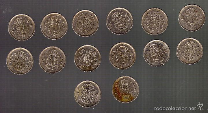 Moedas Juan Carlos I: LOTE DE 14 MONEDAS DE 5 PESETAS DE 1975 *78