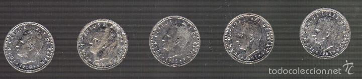 Moedas Juan Carlos I: LOTE DE 5 MONEDAS DE 1 PESETA DE ALUMINO &middot; 1985