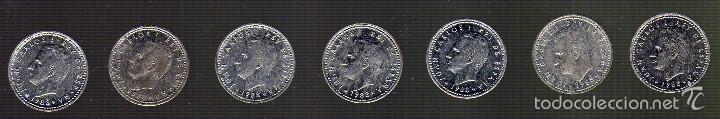 Moedas Juan Carlos I: LOTE DE 7 MONEDAS DE 1 PESETA DE ALUMINO &middot; 1988