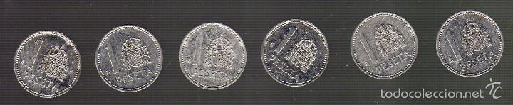 Moedas Juan Carlos I: LOTE DE 6 MONEDAS DE 1 PESETA DE ALUMINO &middot; 1984